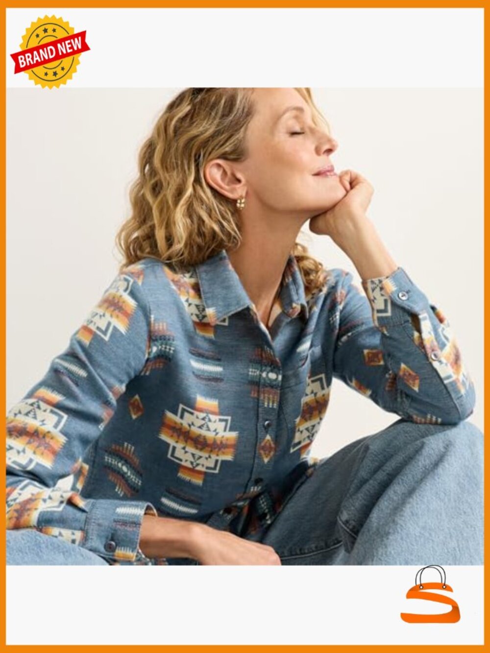 Classic Long Sleeve Button Up Shirt, Relaxed Fit, 100% Cotton Blouse with Chest - Picture 2 of 7